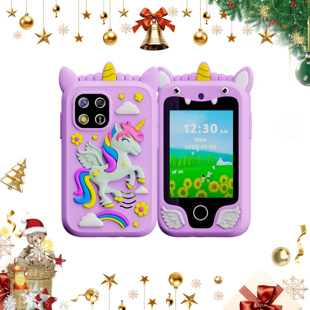 Kid's Fun Explorer Phone - 8GB HD Touchscreen Dual Camera Cell Phone with Dinosaur Design, Kids Smart Phone Toy, Dinosaur Kids Toy Phone, Educational Travel Toy, Perfect Birthday, Halloween, Christmas Gift