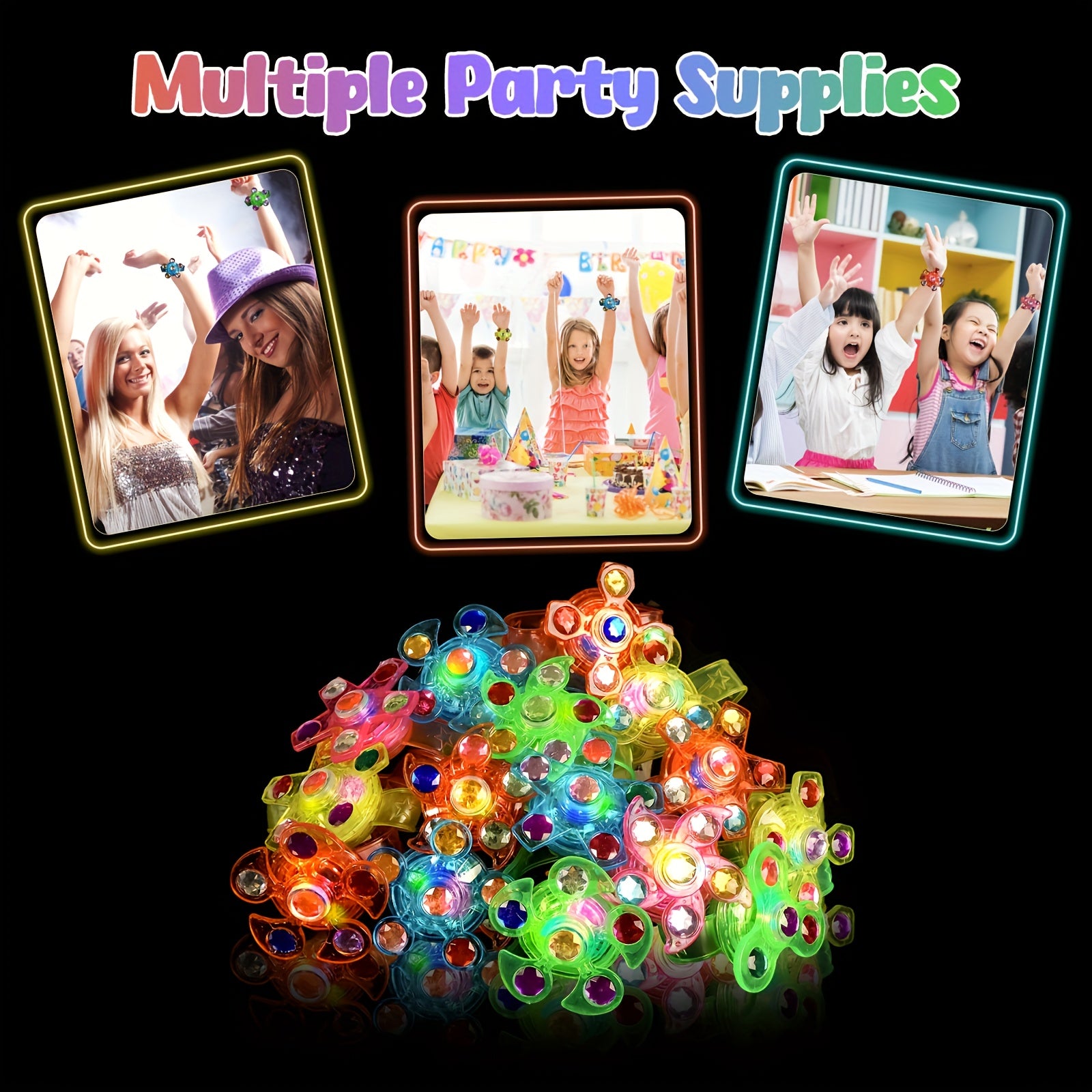 [Birthday Gifts, Party Favors] 30pcs LED Light Up Fidget Spinner Bracelets Party Favors, Glow In The Dark Party Supplies, Birthday Gifts, Treasure Box Toys for Classroom