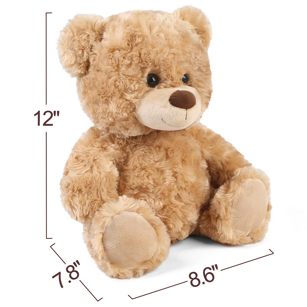 Brown Teddy Bear Stuffed Animal, 15 inch Cute Shaggy Stuffed Bear Plush Toy, Baby Shower Decoration, Valentines' Day Birthday Christmas Gift for Kids Girls Boys
