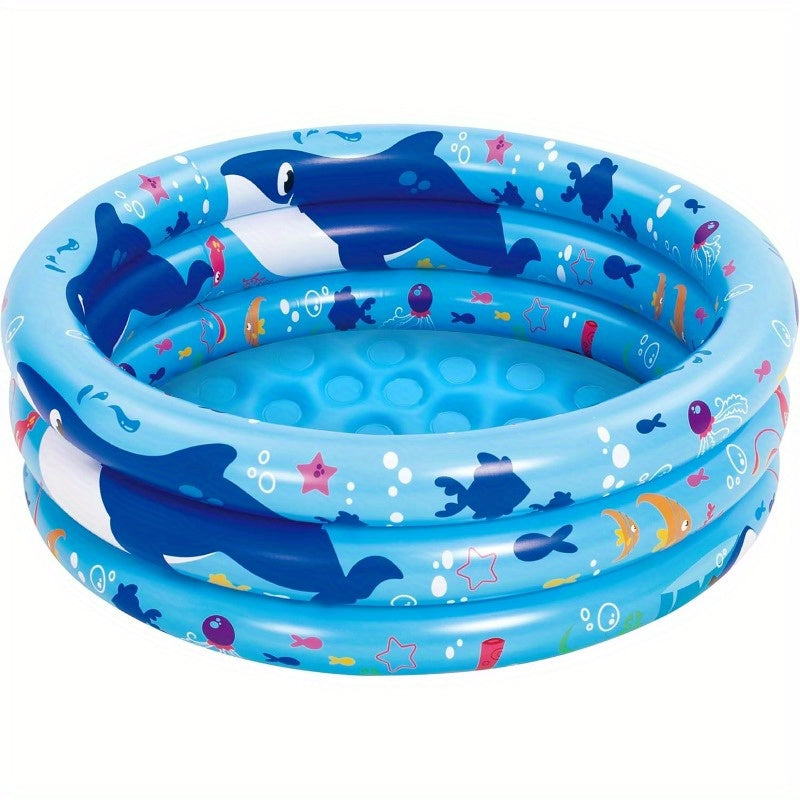 SYNCFUN 34"x10" Inflatable die Pool with Ocean Whale Pattern - 3-Ring Blue Pool for s & Dogs, 90lb Capacity, Portable Backyard Water Play Pit for Summer, Parties, Family Fun, Pet Cooling Station | Fun Play Area | Durable Inflatable for Halloween,Christmas