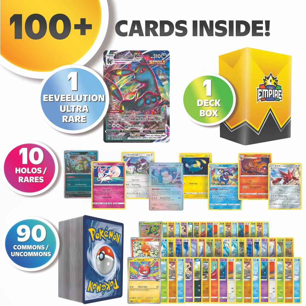 Prismatic Eeveelution Battle Bundle | 100+ Pokémon Cards | 1x Ultra Rare Eeveelution Guaranteed | Holos & Rares Included! | Perfect Gift for Kids & Collectors!