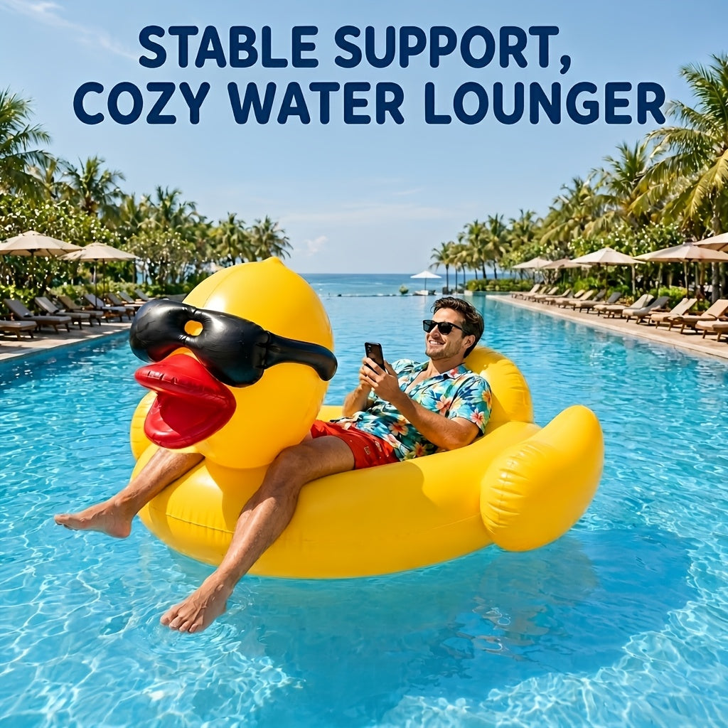 Oversized Duck Pool Float For Adults, 67-Inch XXL Inflatable Raft With 16 Inch Beach Ball, Swimming Pool Ride-On Rafts, Water Lounger Floats For Outdoor Lake, River, Beach, Pool Gatherings, Blow Up Floaties Summer Party Decoration(Holds Up To 300 Po