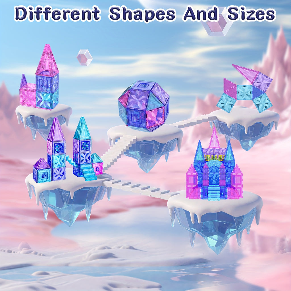 Set of 114pcs Featuring a Diamond Princess Ice Castle Theme, Designed As Puzzle Toys for Kids