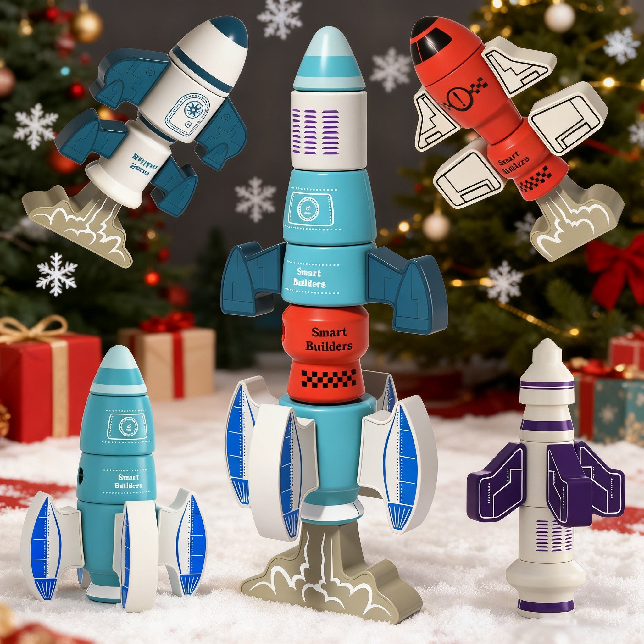 Magnetic Robot Building Toy for Kids 3-5, 33pcs STEM Stacking Playset with Storage Box, Rocket Robot Creative Kit, Magnet Toys Gift for 3+ Years Old Boys & Girls (Christmas Birthday)