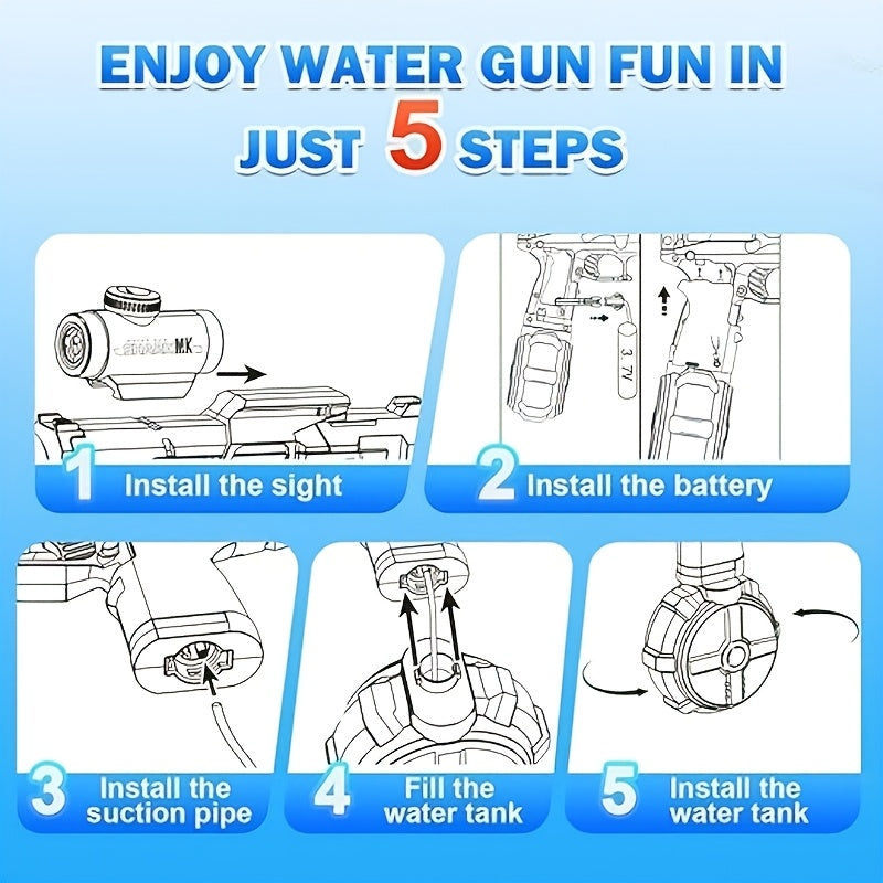 Electric Flame Water Gun, Pulse Jet Squirt Gun with LED Flash And USB-C Charging, 40Ft Long-Range Rapid-Fire Water Blaster, for Kids And Adults, Adult Water Gun for Pool Beach Backyard