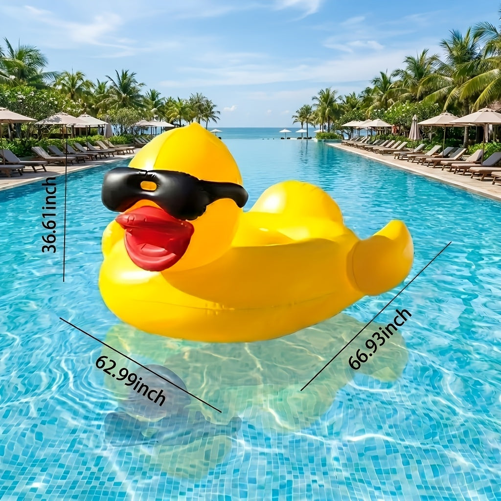 Oversized Duck Pool Float For Adults, 67-Inch XXL Inflatable Raft With 16 Inch Beach Ball, Swimming Pool Ride-On Rafts, Water Lounger Floats For Outdoor Lake, River, Beach, Pool Gatherings, Blow Up Floaties Summer Party Decoration(Holds Up To 300 Po
