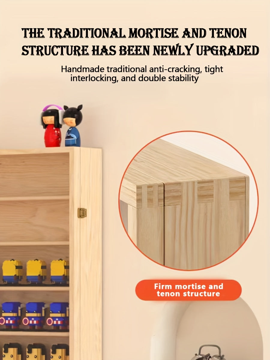 6-layer Simple Solid Wood Wall-mounted Figurine Collection Box, Floor-standing Or Wall-mounted, Transparent Storage And Display Cabinet, Acrylic Doll Display Box, Wall-mounted Shelf, Space-saving Design