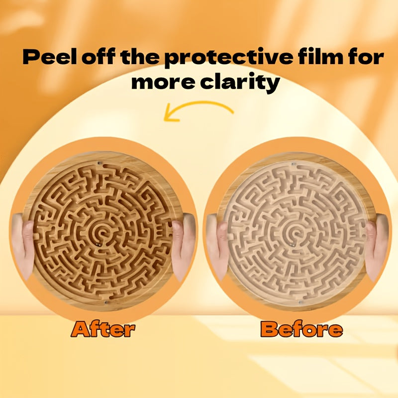 A Large Round Wooden Maze with PC Steel Ball, Balance Maze Board, Two Metal Ball Challenges And Maze Puzzles Is Used to Improve Concentration And Train Wooden Balance Board, Metal Ball Challenges And Puzzle Games, Which Is Suitable for Brain Training
