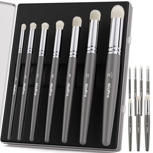 Nicpro Dry Brush Miniature Painting, 7 Sizes Professional Drybrush Set with Storage Case, Hobby Detail Paint Brushes