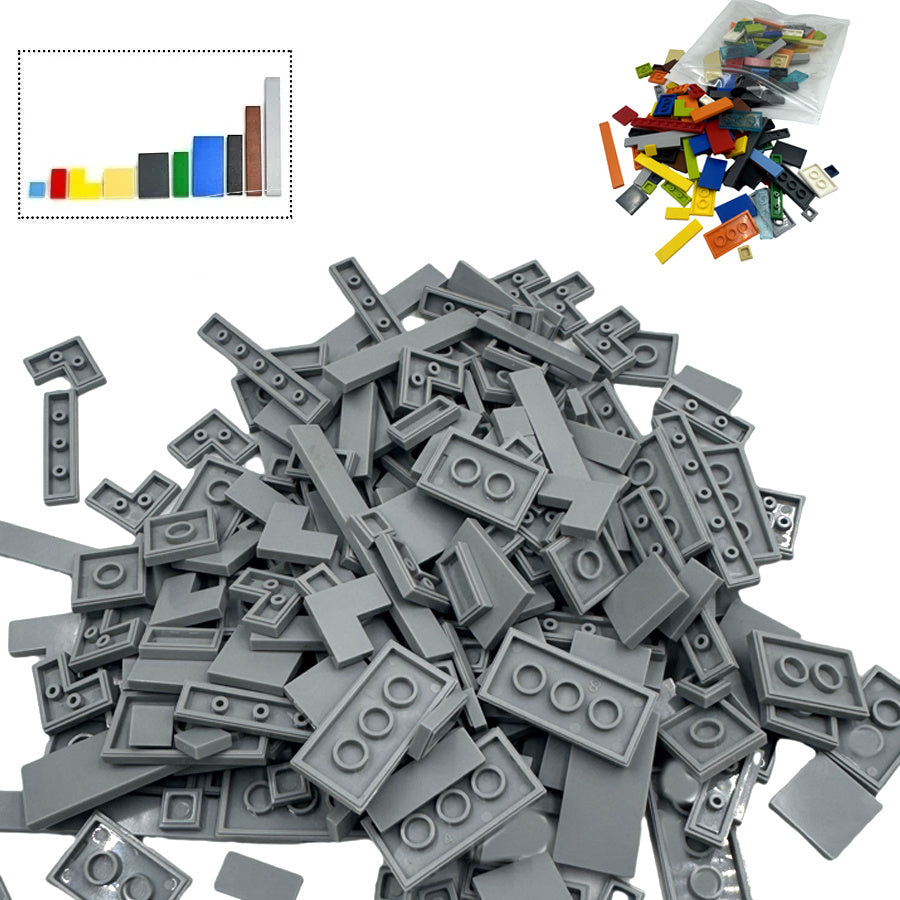 150pcs Bulk Smooth Flat Plate Building Block 1x1 1x2 1x6 Dots Thin Tile Bricks For Kid Toy Mixed Particle Compatible Brand
