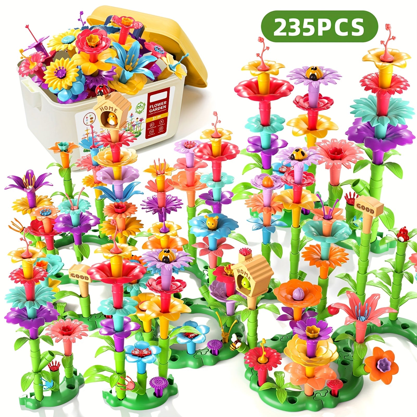 81pcs 235pcs Flower Garden Building Toys for Boys And Girls, Stem Toys for Kids, Educational Activity Birthday Gifts