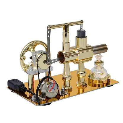 Stirling Engine Engine Generator Kit - Single Cylinder, Stainless Steel Construction Pneumatic Design Educational Physical Science Experiment Model for Learning And Invention Enthusiasts Holiday Gifts