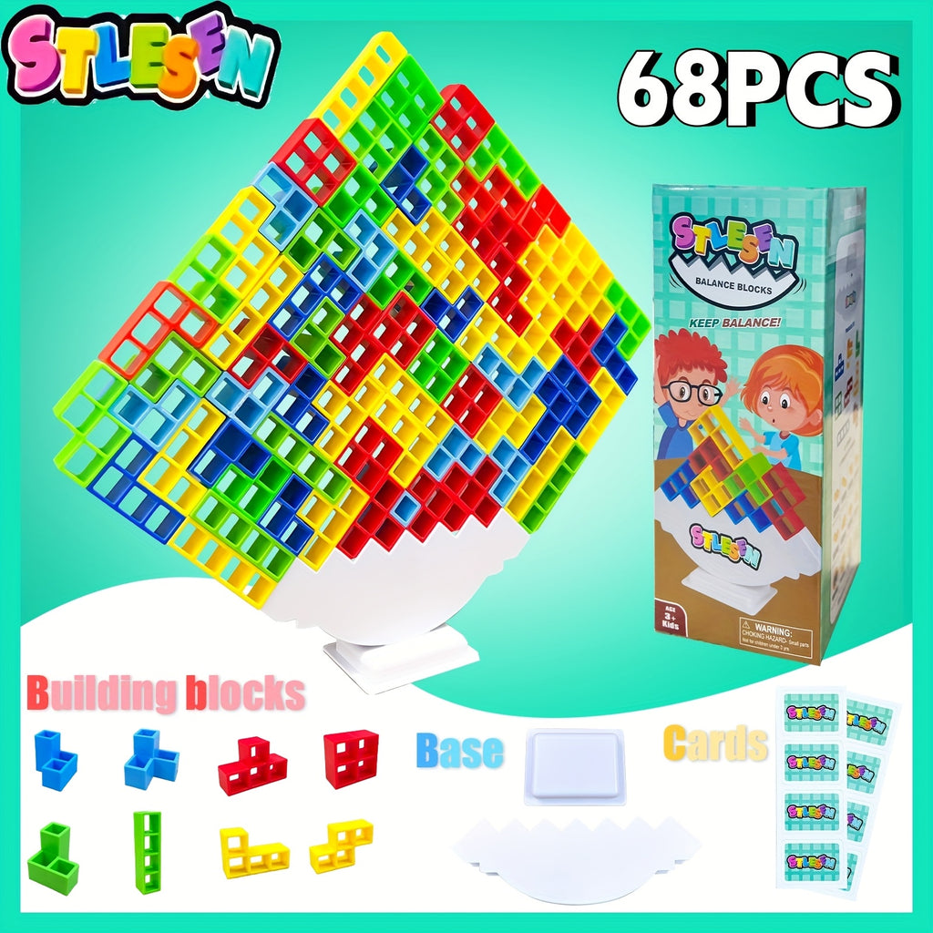 16/20/34/50/68pcs of Enjoyable Balanced Stacking Blocks, Perfect Gifts for Birthdays, Christmas, Or Halloween for Kids, Adults, And Family Groups - Enhance Balance And Coordination Abilities While Fostering Strategic Thinking