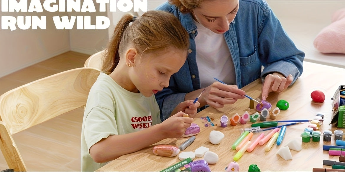 Children's Art & Craft Puzzle Creative Handicraft DAY Graffiti Painting Set Toy, Glow-in-the-Dark Stone Painting Set, Outdoor Activity Gift for Boys And Girls Birthday Parties