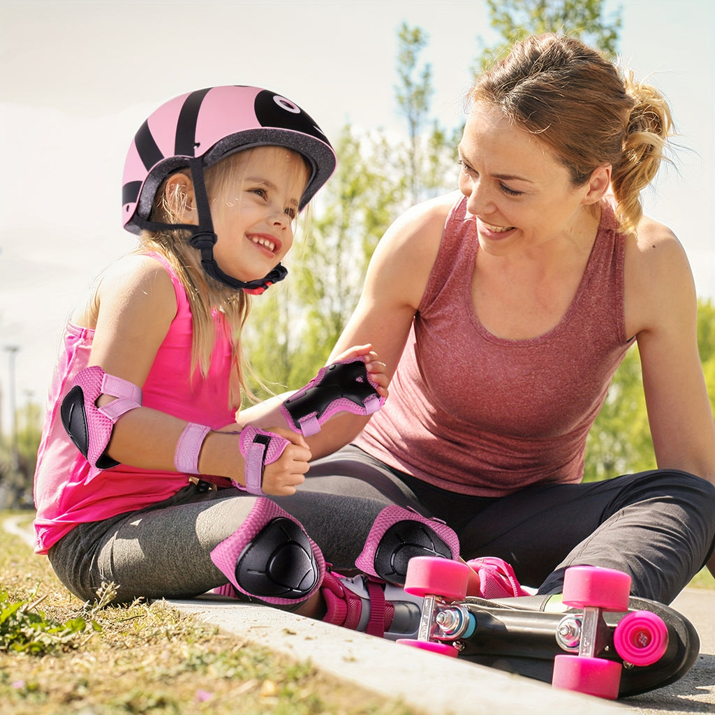 Lightweight Helmets for Children Aged 5 And Above, Suitable for Boys And Girls, Including Protective Gear for Various Sports. This Set Features a Bike Helmet Along with Knee And Elbow Pads for Safety While Cycling