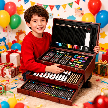 172pcs Deluxe Art Set with An Exquisite Gift Box And 2 Drawing Pads, Crayons, Acrylic Paints, Colored Pencils Set In Wooden Case, Professional Art Kit, Paint Supplies, Gift, Christmas, Art & Crafts, Craft Kits
