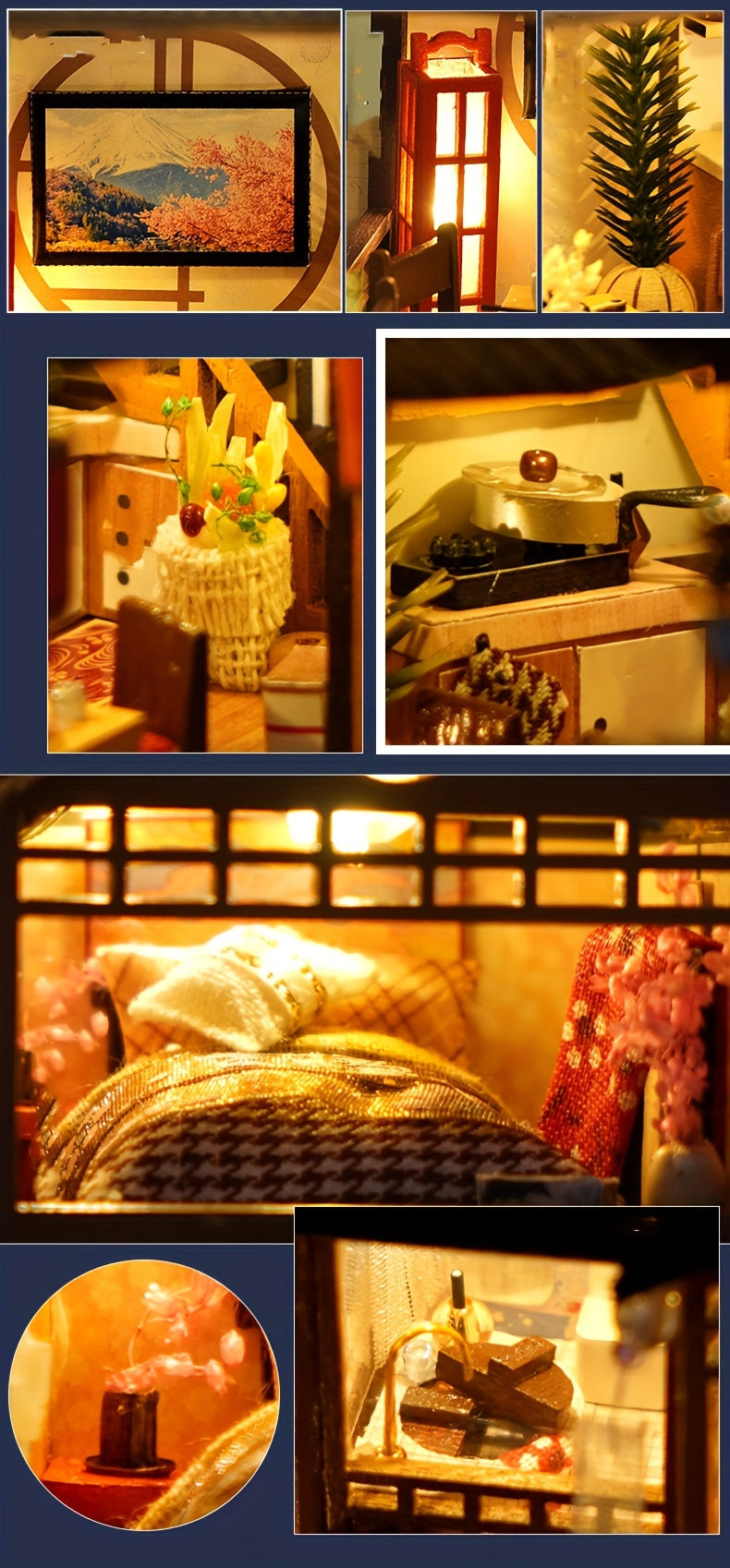 DIY Japanese-Style Wooden Dollhouse Kit with -Responsive Tatami & Miniature Furniture - Handmade Tiny House Model for & s, Dollhouse Collectors - Complete (No Glue/) - Birthday/Christmas Gift