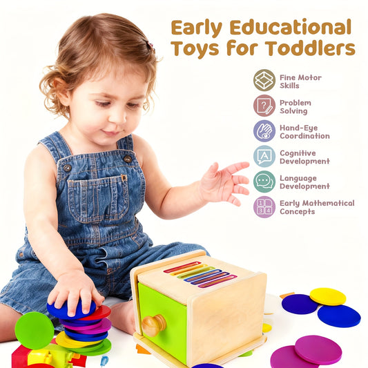 Wooden Color Sorting Toy with Drawers for Toddlers Educational Wooden Toy for Children 1- Toddler Toy Develops Object Permanence And Fine Motor Skills 12-18 Months Baby Building Game Board Top Gift Choice for Baby Boys And Girls Christmas