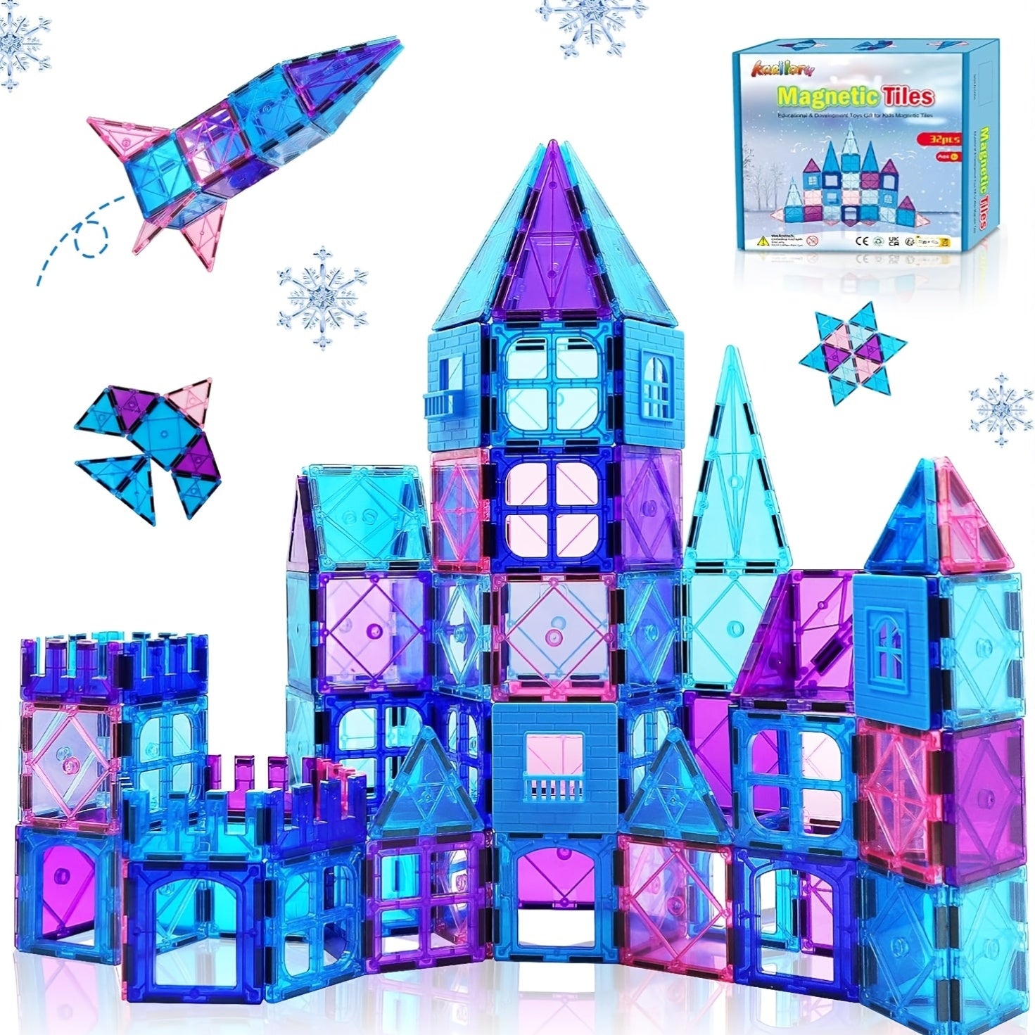 Magnetic Tile 3D Toy Suitable for Boys And Girls' Education, Magnetic Building Blocks for Girls' Toys, Princess Castle Birthday Gift