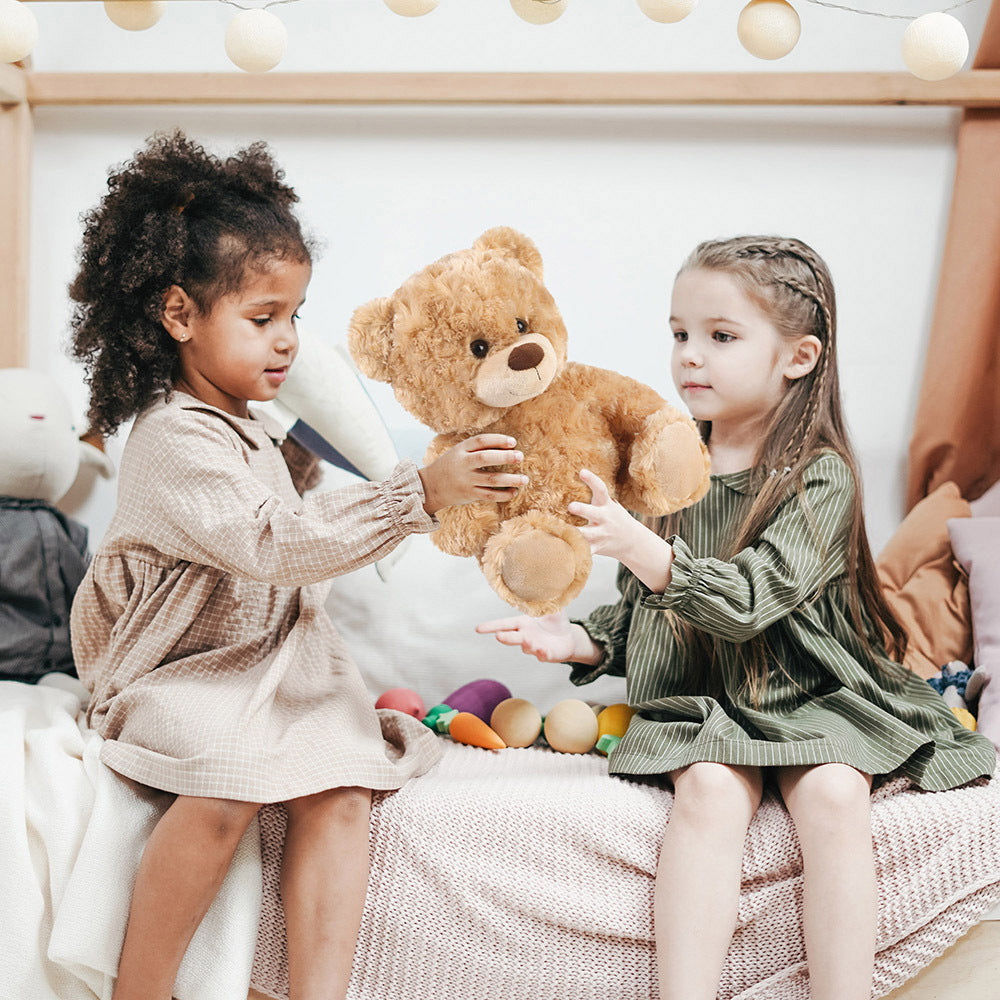 Brown Teddy Bear Stuffed Animal, 15 inch Cute Shaggy Stuffed Bear Plush Toy, Baby Shower Decoration, Valentines' Day Birthday Christmas Gift for Kids Girls Boys