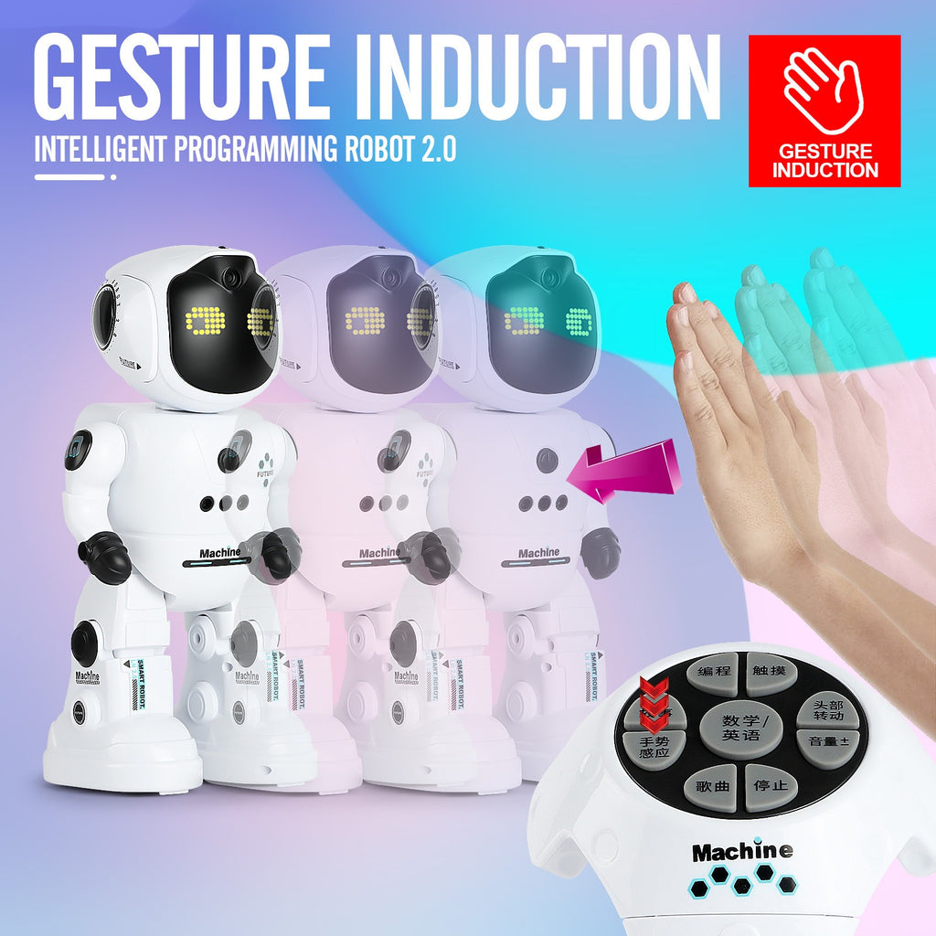 Voice Control Robot Remote Control Robo Toys Infrared RC Robots with Gesture Control LED and Voice Interactive Intelligent Warriors as Gift for Kids