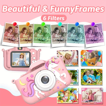 Children's Cartoon Camera Toy, 1080P High-definition Video, 6 Photo Modes, 32G Memory, Perfect Gift for 3-12 Year Old Children's Birthdays, Holidays, And Christmas.