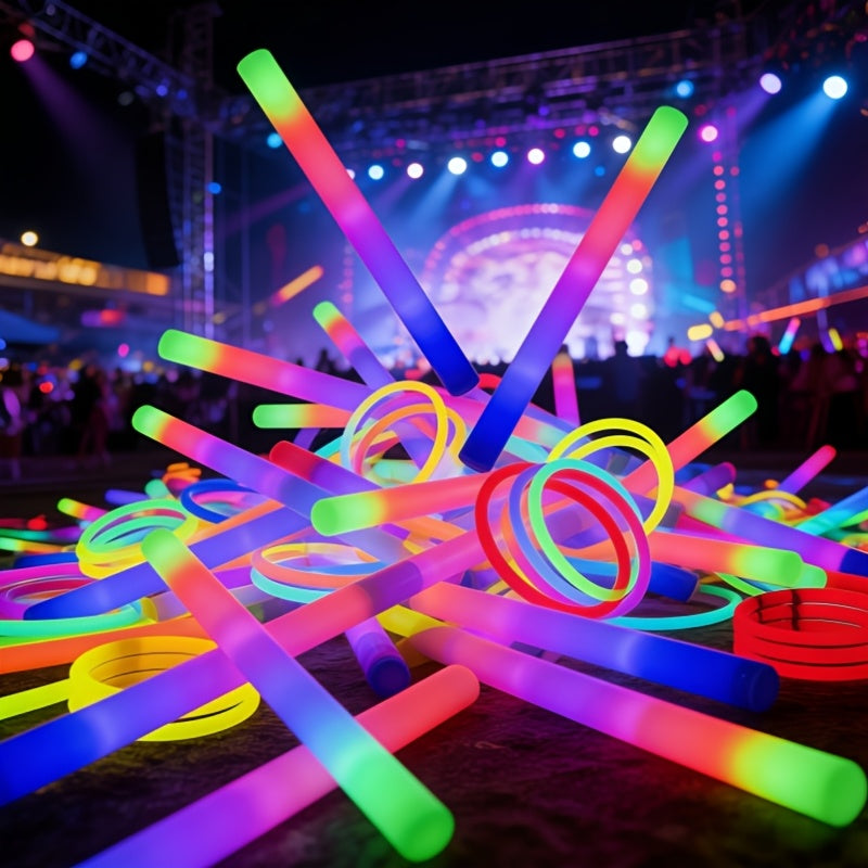 27/30 LED Foam Glow Sticks, Multi-color Flashing, Party Light-up Supplies, Suitable for Weddings, Birthdays, Graduation Seasons, Christmas And Other Parties Or Game Activities, Camping Party Outdoor Lighting Glow Sticks