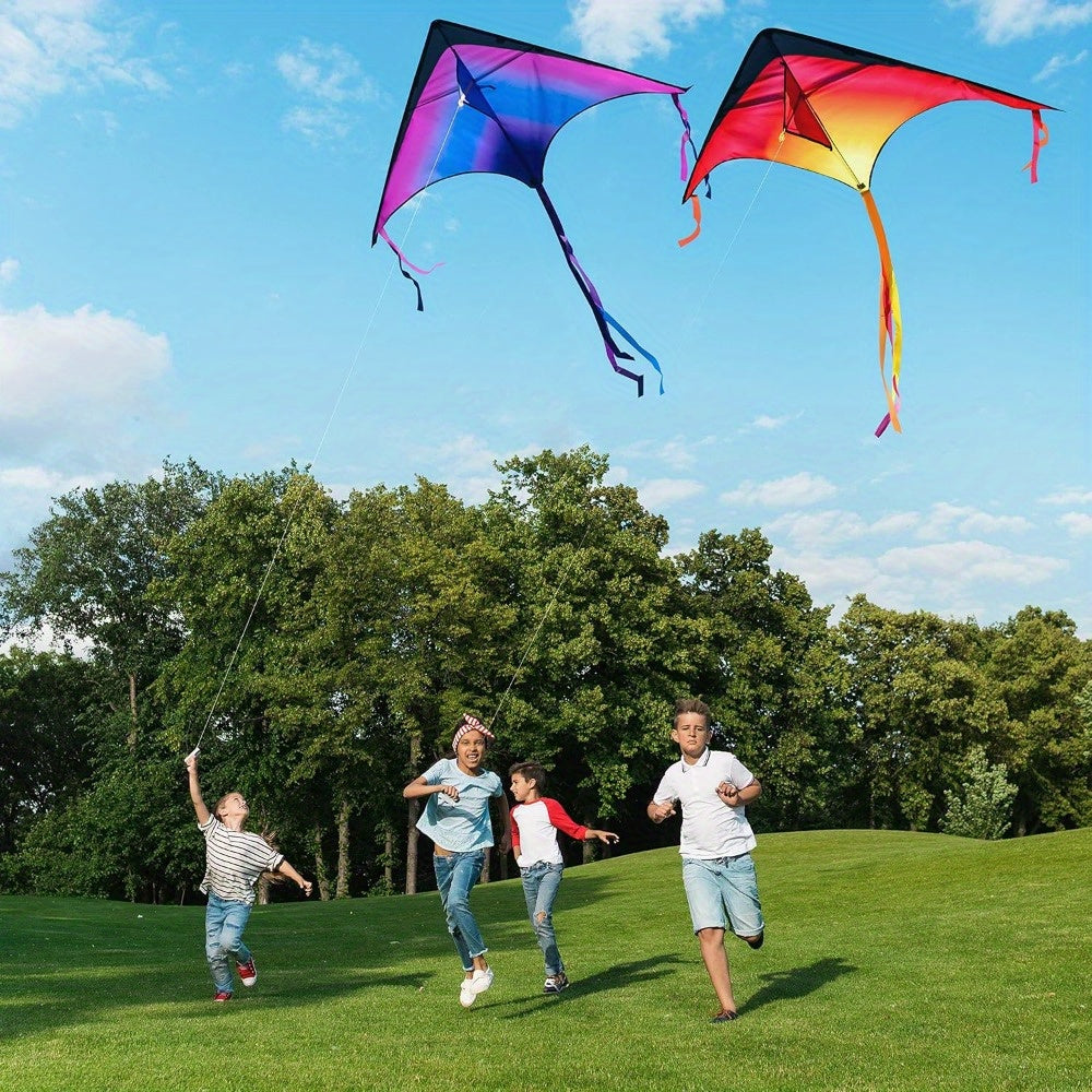 3 Packs Large Delta Kite Gradient Red, Green, Purple | Easy to Fly for Kids and Adults with 262.5ft String, SYNCFUN Beach Kite for Outdoor Games and Activities, Gifts for Boys and Girls