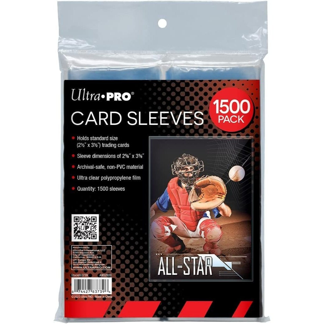 Ultra PRO Sleeves Clear Card Sleeves for Standard Size Trading Cards Measuring 2.5" x 3.5" - 500 x 3 Pack, 1500 Total