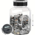 Extra-Large Adult Piggy Bank | Digital Coin Counting Jar with LCD Counter, 2.4-Liter Capacity, Displays Total Amount, Transparent Acrylic, Silvery