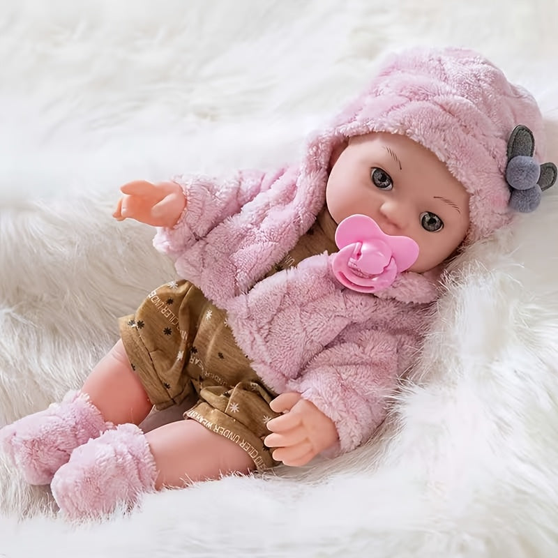 1 Lifelike 12 Inch/30cm Reborn Beautiful Doll, Including Hat, Socks, And Toy Pacifier Set, Lifelike Children's Toys, Suitable for Party Games, The Best Gift for Children On Christmas And Halloween, Girls Love Home Toys The Most