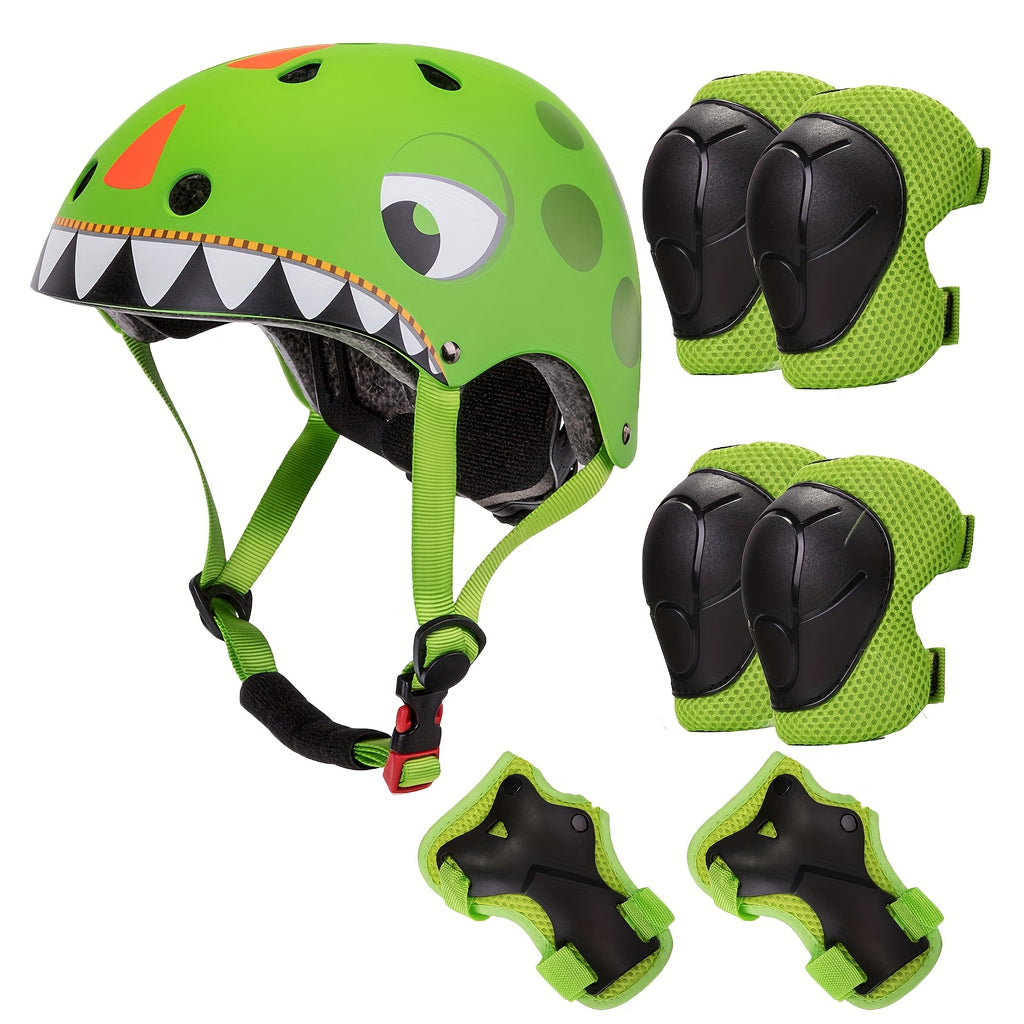 [Adjustable Helmet Set] Kids Bike Helmet Set, Adjustable Helmet for Ages 5-14 Year Boys Girls, Toddler Helmet Pad Set with Knee And Elbow Pads for Bike, Roller, Scooter