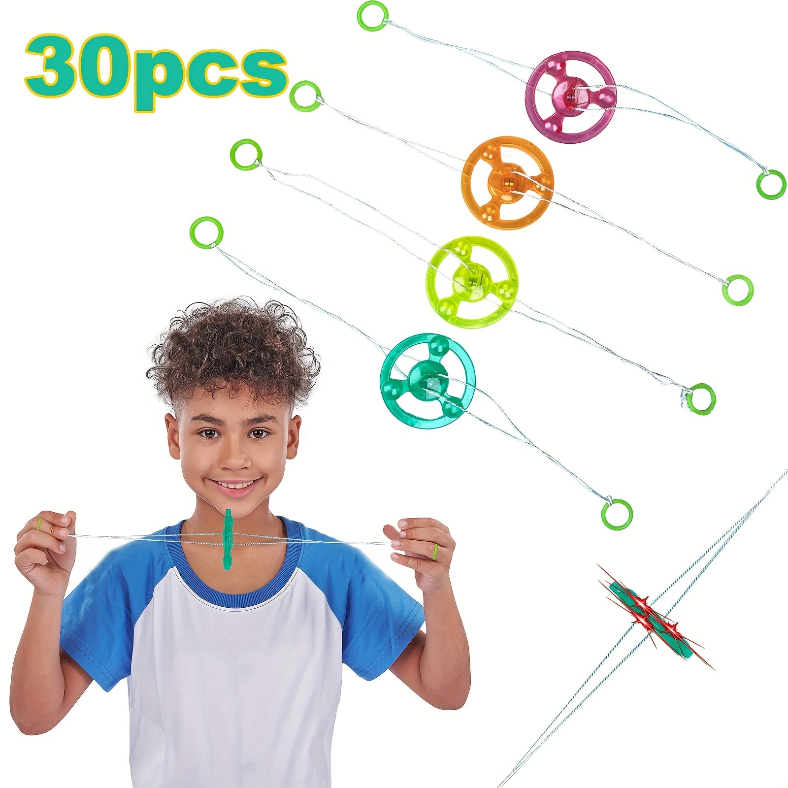 30pcs Pull Line Flywheel Spinner Light Up Toys, Glow in The Dark Party Favors, Flash Flywheel Toys with Pull Cord, Pull Line Flashing Flywheel, Multi-Item Party Favor Packs, Christmas Halloween Gift, Birthday Gift, Goodie Bag Stuffing