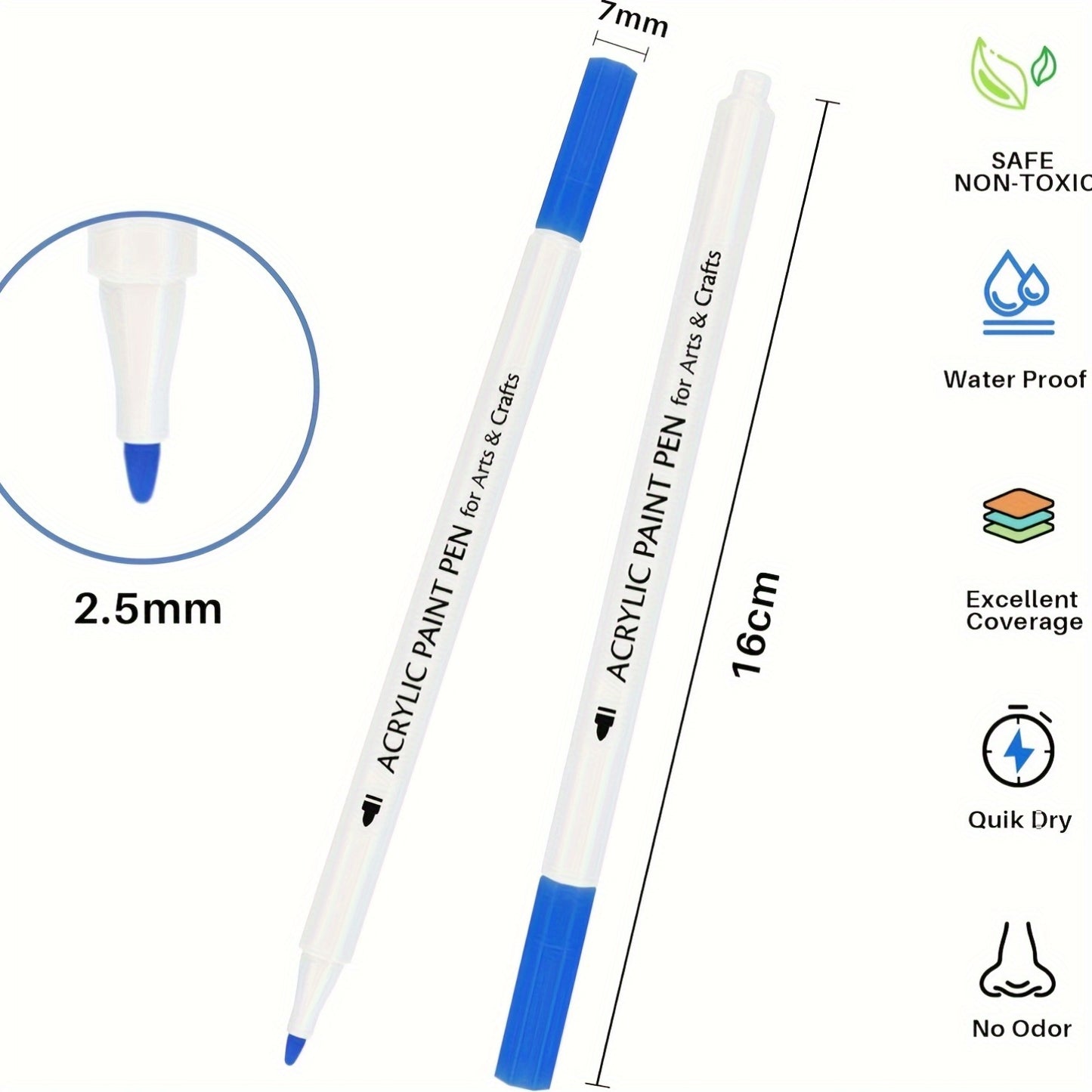 TBC The Best Crafts Acrylic Paint Pen -60 Color Waterproof, Non-toxic, Odorless, Suitable For Paper, Pottery, Stones, Backpacks, Glass, Eggs, Fabrics, Plastics, Handicrafts