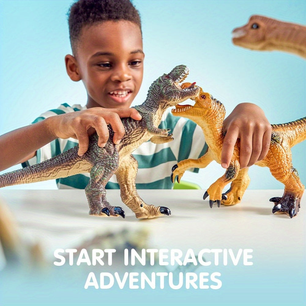 6pcs Large Dinosaur Figures with Educational Book, Jumbo Soft Dinosaur Toys for Toddlers 1+Years Old, Realistic Dinosaur Playset for Kids, Perfect Gift for Boys & Girls, for Christmas Party And Christmas Toys