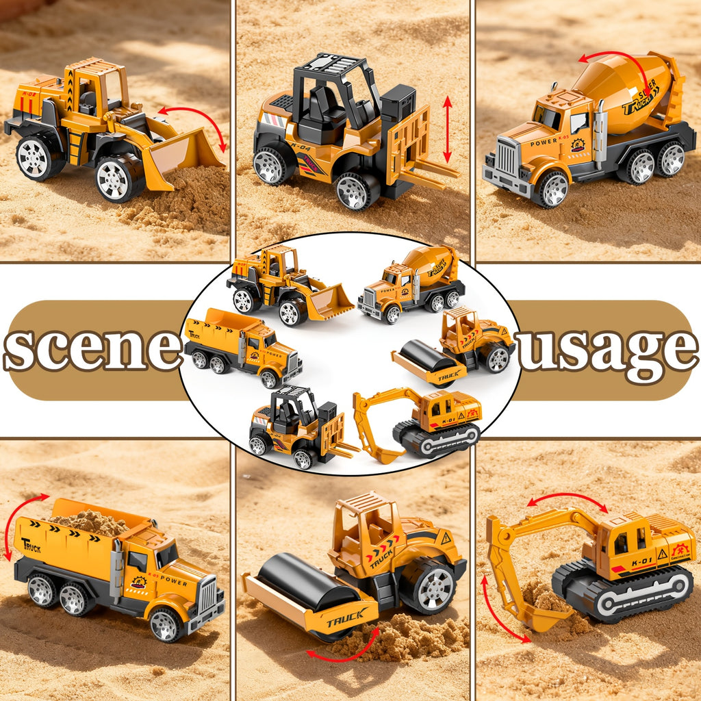 [Christmas Birthday Gift] HOME 13-in-1 Construction Truck Vehicle Toy Set with Die-Cast Cars & Play-Mat, Transport Carrier Truck Toy Set for Aged 3+, Christmas Birthday Gift [Random Color Of Accessories