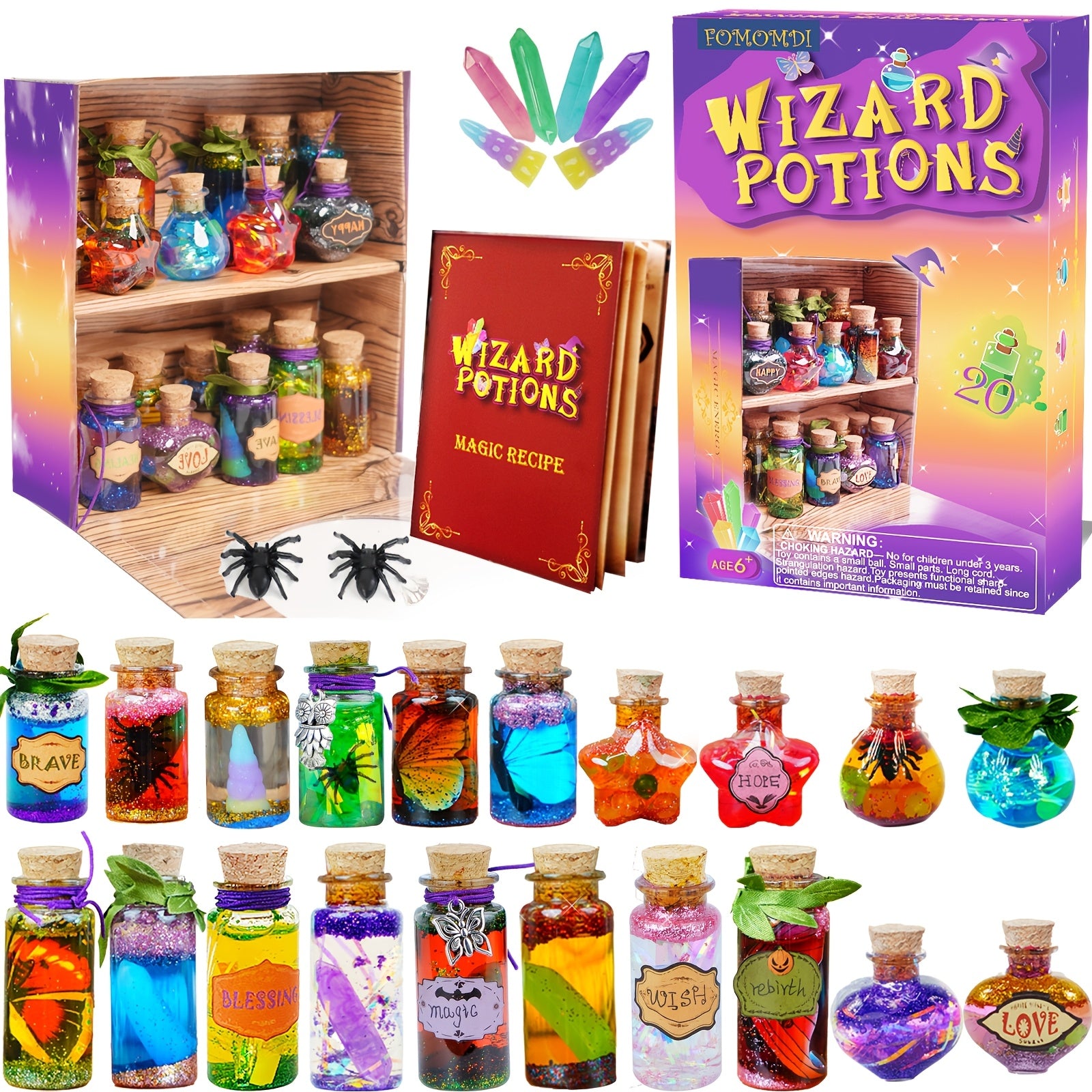 [Halloween Christmas Birthday] DIY Magic Potion Craft Kit, Wizard Potion Bottles Making Set, Fantasy Wizard Themed Arts And Crafts for Kids 6+, Halloween Christmas Birthday Gifts, Party Creative Activities