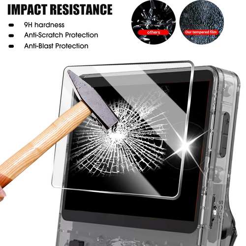 Game Console Screen Protector R36S R35S Tempered Glass 9H + EVA Storage Case Set