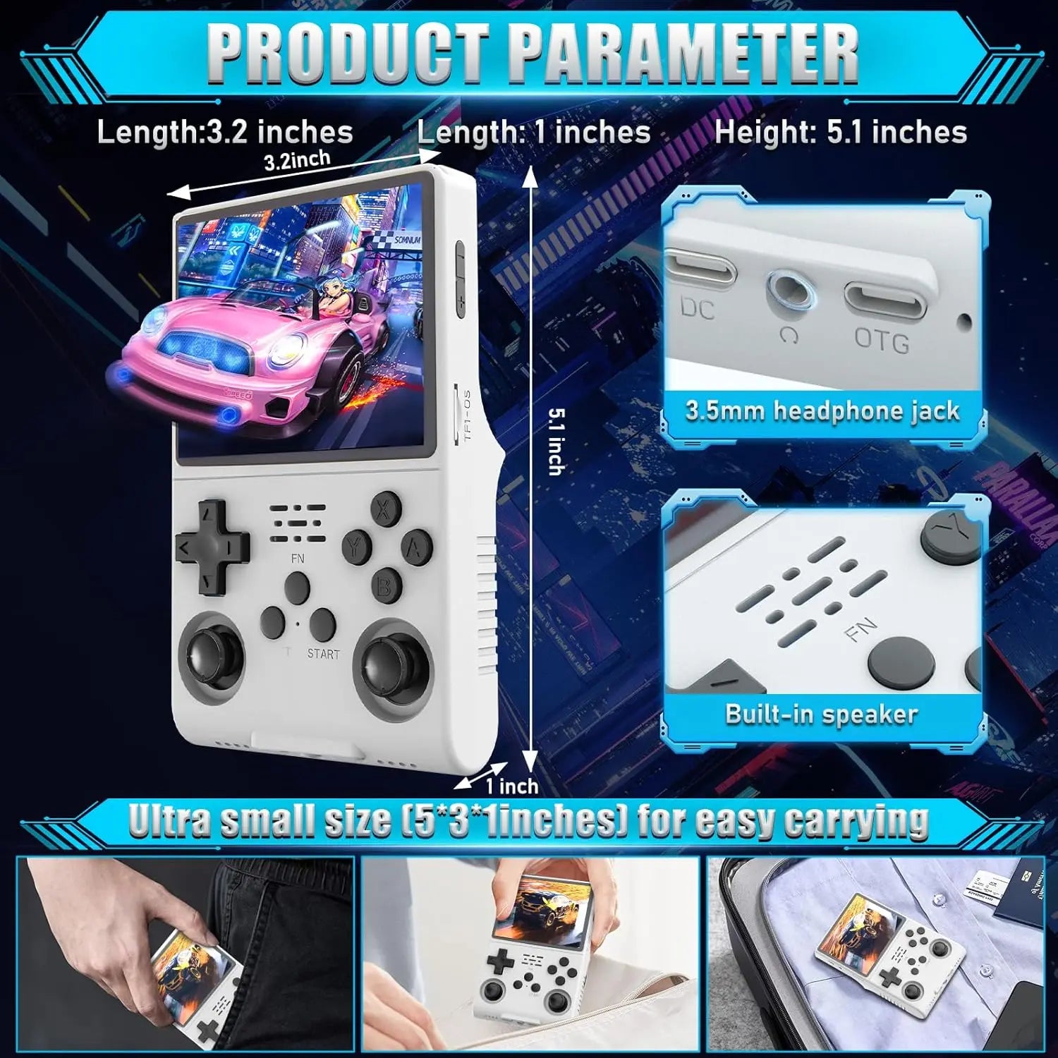 Handheld Game Console R40S Pro – 15000 Preloaded Games Retro Emulator Wi-Fi