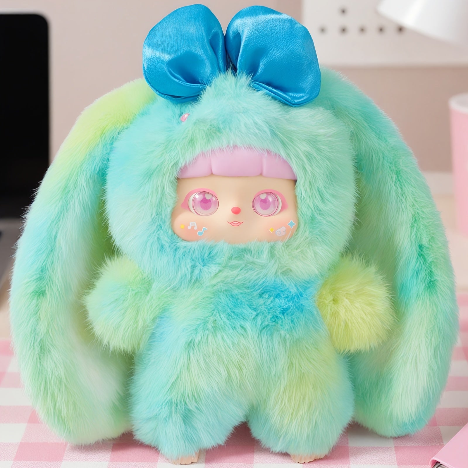 1pc Cute Rabbit Plush Toy With Detachable Face, Suitable For Collection, Christmas, Valentine'S Day, Birthday Gift, Holiday Gift