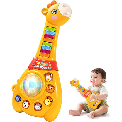 Toddlers Giraffe Guitar Musical Toys for 1+ Year Old Boy/Girl, 1st First Learning Educational Gift for Toddlers, Multiple Modes with Piano Keys, Animal Sounds, Musical, Baby Toys 12 Months, Birthday Gifts for One Year Old Boys/Girl, Infant Touch