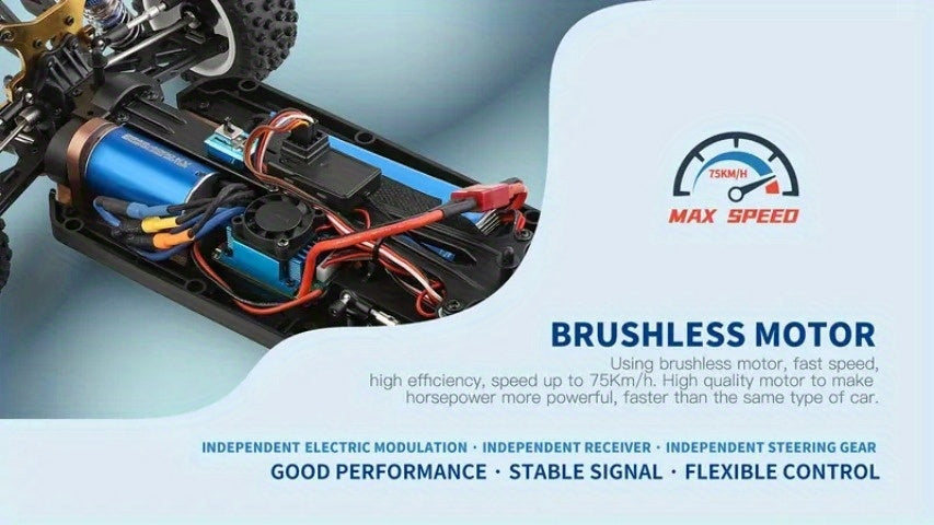 [Remote Control Toys] Wltoys 124017 75KM/H 4WD RC Car Professional Racing Car Brushless Electric High Speed Off-Road Drift Remote Control Toys for Boys With 2 Batteries