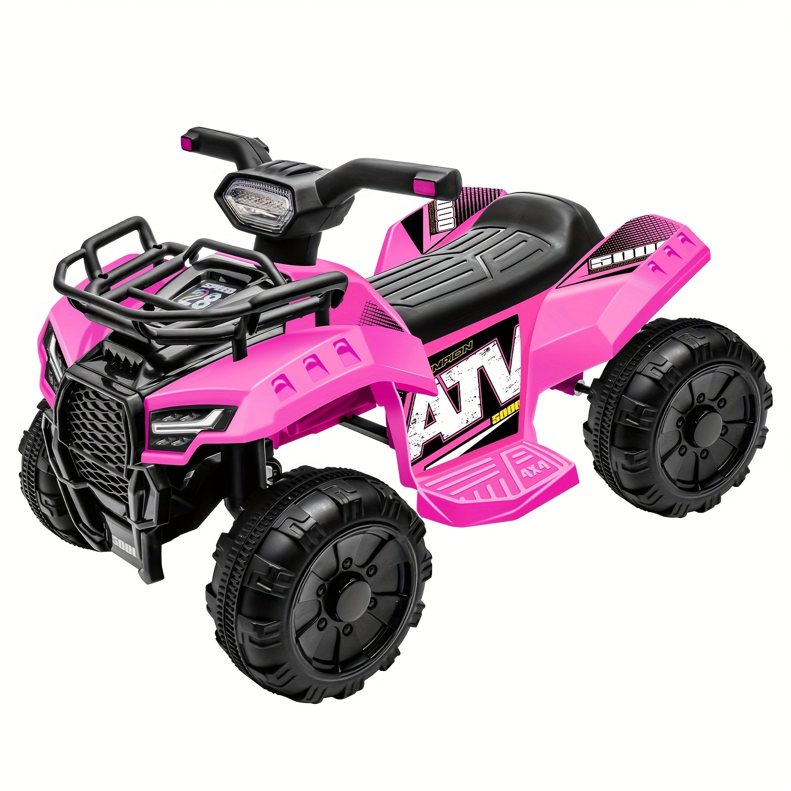 1pc 6V Kids Ride on Toy, 4-Wheeler Quad ATV with 1.2MPH Max Speed, Treaded Tires, Rubber Handles, Push-Button Go, Electric Ride on Toys Best Gifts for 18-36 Months Boys Girls