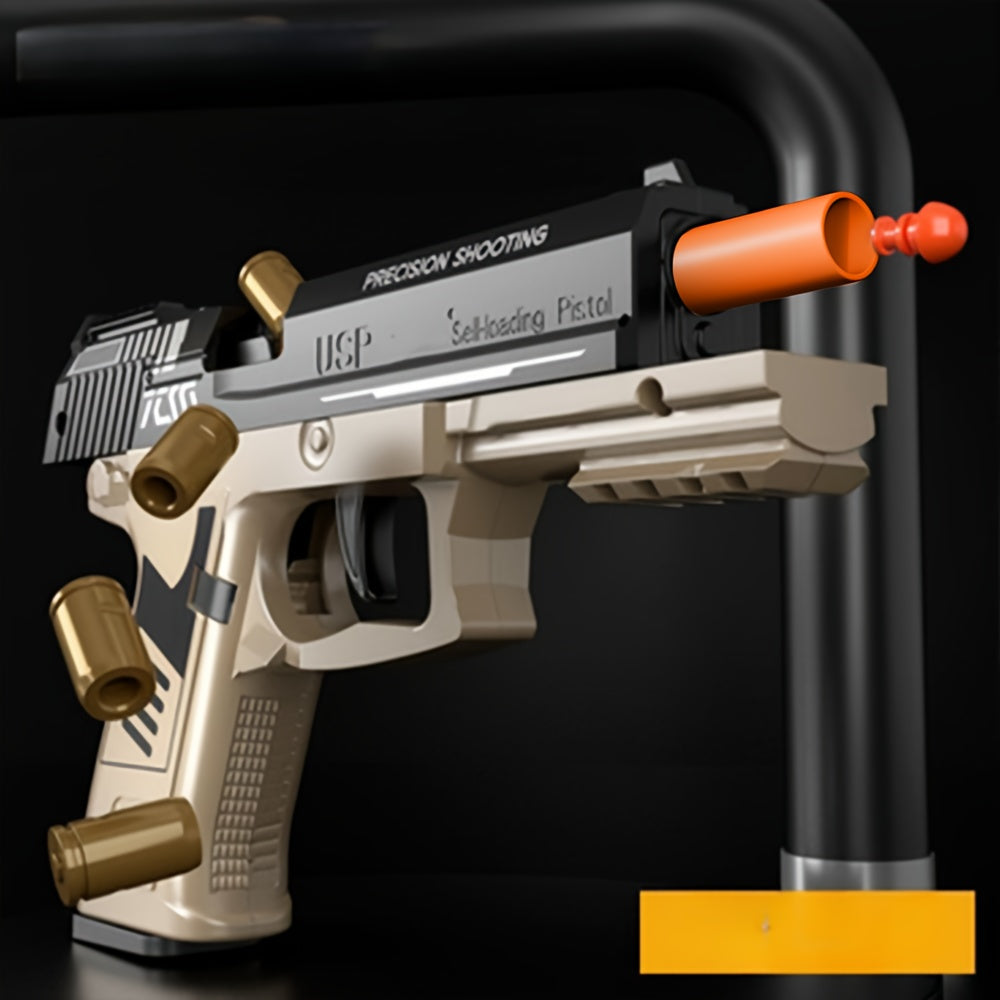 Cool Toy Gun, Soft Bullet Toy Gun Pistol With Ejecting Shells, Semi-Automatic Rapid-fire Toy Fake Guns With 100 Bullets, Indoor, Outdoor Shooting Games, Birthday Halloween Christmas Gift For Boy