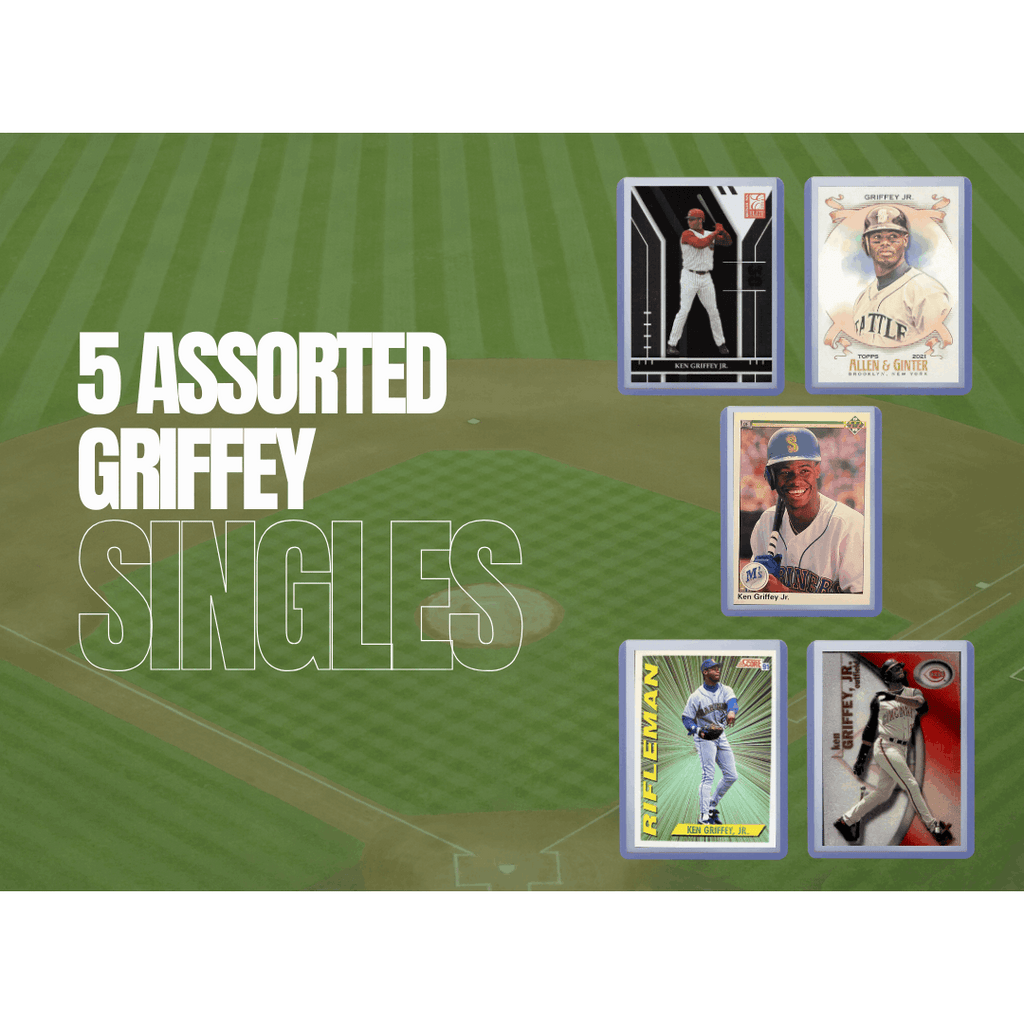 Ken Griffey Jr. Baseball Cards (5) ASSORTED MLB baseball Trading Cards - Perfect for any collector or gift