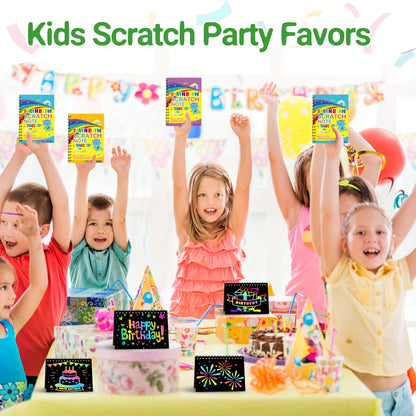 Rainbow Scratch Party Favors Kids: Birthday Gifts Toy Bulk Scratch Art Notebook 48 Pack Scratch Paper Birthday Party Favor Girls Boys Art Craft Kit Scratch Pads Classroom Prizes
