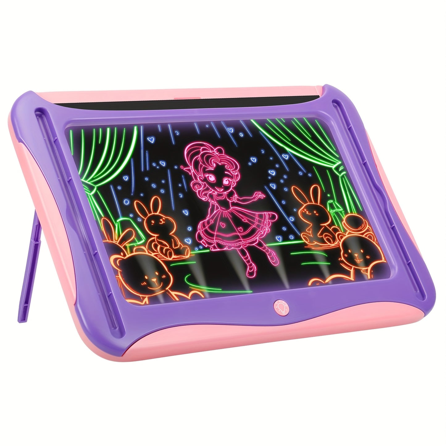 LED Light-Up Drawing Writing Doodle Board, Learning Travel Toy with 9 Double-Sided Cards, 6 Markers, Art Set, Suitable for Birthday Gifts And Christmas Gifts for Girls And Boys Aged 3-8.