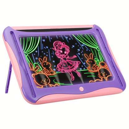 LED Light-Up Drawing Writing Doodle Board, Learning Travel Toy with 9 Double-Sided Cards, 6 Markers, Art Set, Suitable for Birthday Gifts And Christmas Gifts for Girls And Boys Aged 3-8.