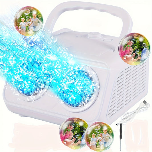 Electric Bubble Maker for Kids, Producing Over 20, 000 Bubbles Per Minute with Dual Fans, Includes 10X Bubble Solution, Ideal for Outdoor Play