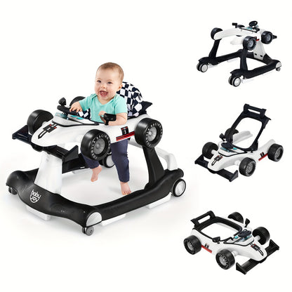 4-In-1 Baby Walker Foldable Activity Push Walker Adjustable Height Blue